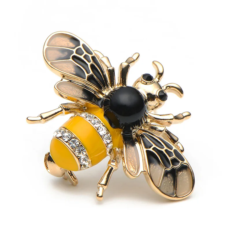 Wuli&baby Insect Bee Brooches Pines Metalicos Enamel Pins Metal Insect Brooche Banquet Broche Gift Hat Scarf Collar Cuff Pins