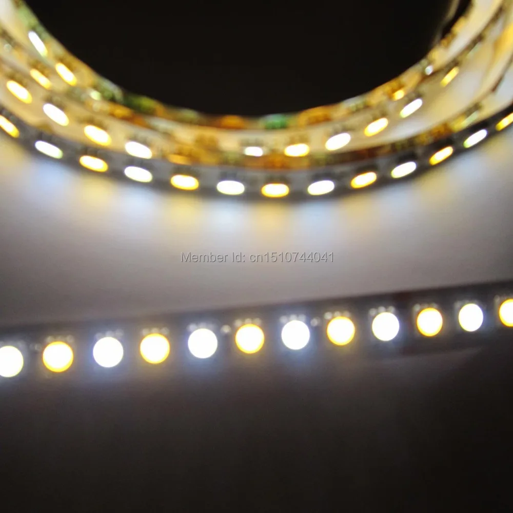 Free Shipping DC24V Non-Waterproof Double Color 5050 LED strip 120leds/M white 6000K/warm white 3000K