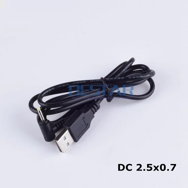 USB to 2.5 mm/0.7 mm 5 Volt 2A DC Barrel Jack Power Cable Type-H DC USB Extension Cable 1m 3 feet Elbow Design