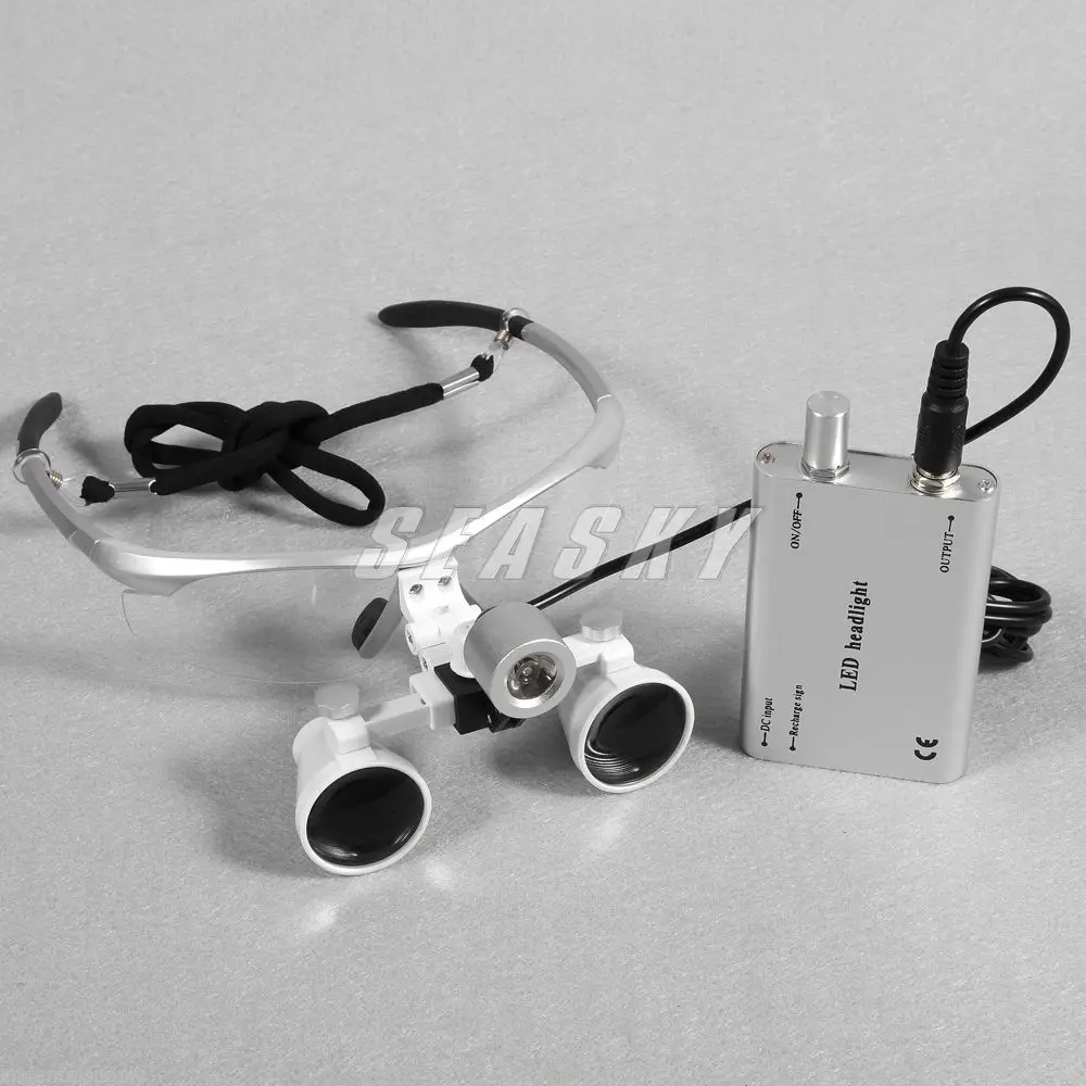 

Free shipping Dental 3.5 X R Surgical Binocular Loupes Magnifier Glasses Blue + LED Head Light