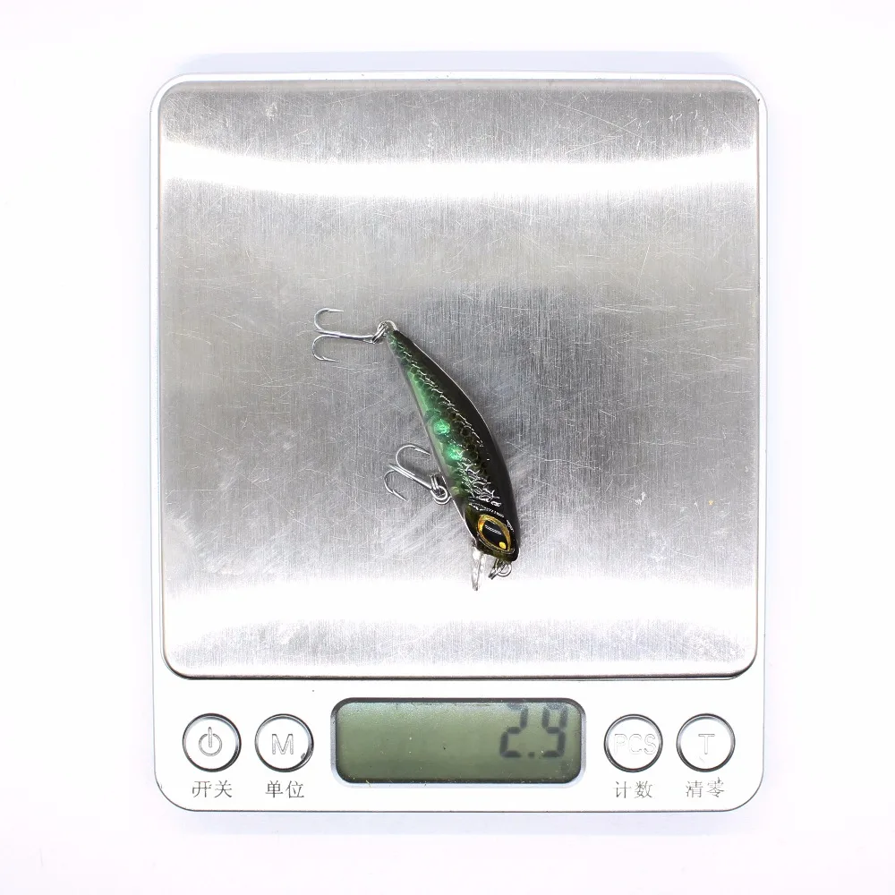 AOCLU-Sinking Minnow Fishing Rattle, Hard Bait Wobbler Lure, Beach, Bass, Jack, Trout, 14 # VMC Hook, Diving, 1.5m, 45mm, 3.0g