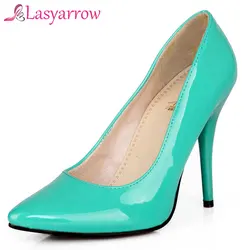 Lasyarrow markowe buty damskie szpilki kobiety pompy Stiletto cienki obcas szpiczasty nosek lakierki Zapatos Feminina płytkie RM040