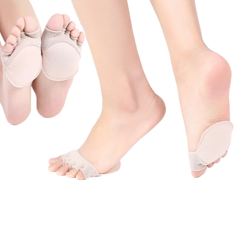 1 paar Atmungsaktive Baumwolle Unsichtbare Fünf Finger Socken Vorfuß Pad Mittelfuß Wund Pflege Offene spitze Socken Bauchtanz Yoga Socken