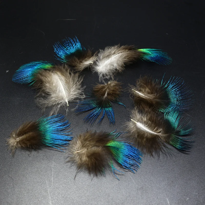 15pcs/pack natural Blue Peacock Neck Feathers fly tying feathers tippet for salmon& steelhead flies cheek &collar tying material