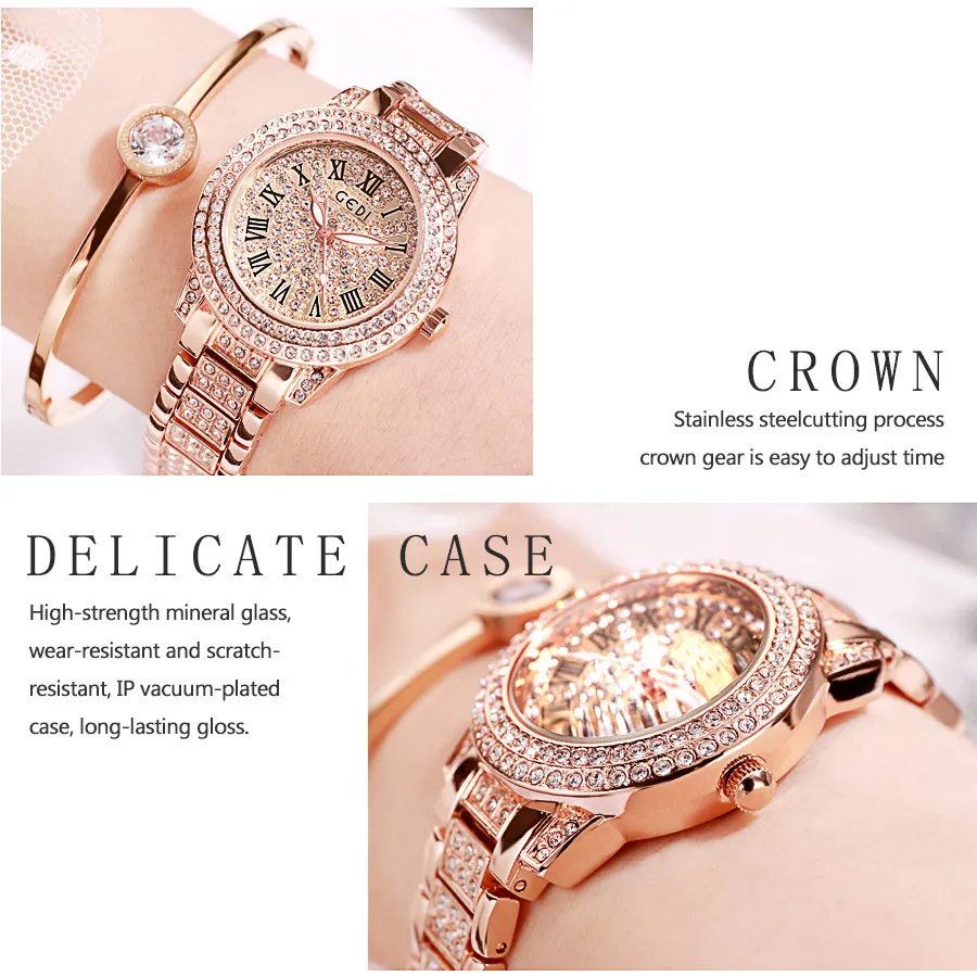 GEDI ساعة كوارتز فاخرة للنساء ساعة الموضة الماس سبيكة حزام مقاوم للماء السيدات ساعة اليد 2019 الإناث الساعات reloj mujer