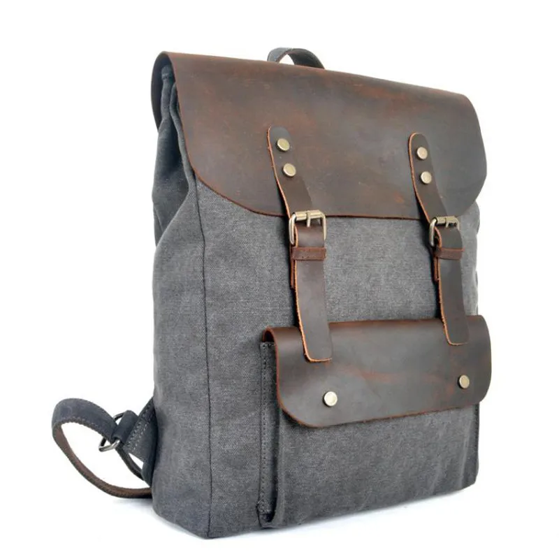 Fashion Backpack Leather Canvas men Backpack Women School Bag Bagpack Rucksack male Daypack Knapsack Teenager mochila Hiking New