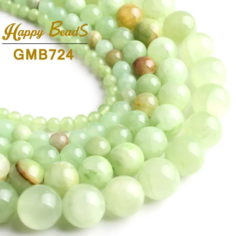 Natural Stone Jades Chalcedony Beads Round Smooth Loose Spacer Beads For Jewelry Making DIY Bracelet Necklace 15\