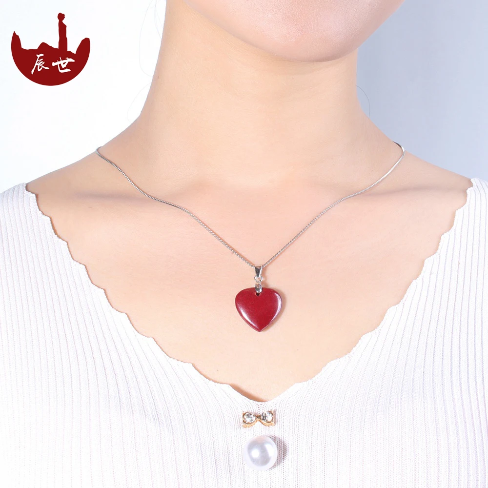 Vermilion pendant, purple gold heart necklace, s925 necklace, collarbone chain