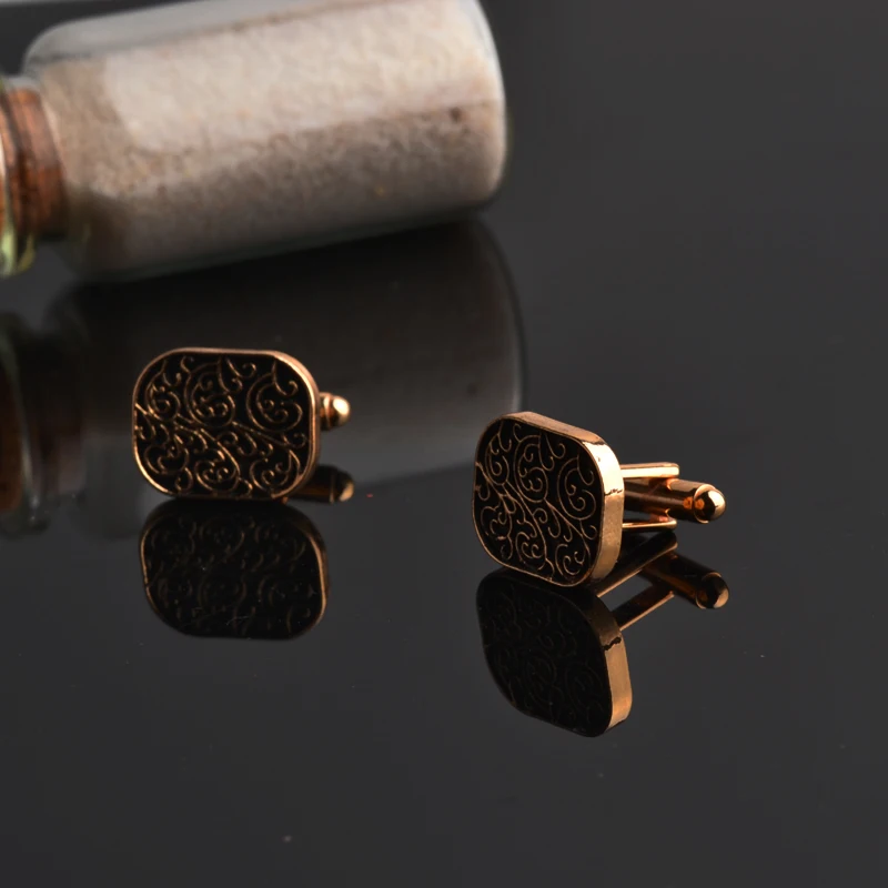 Gemelos con estampado Floral, Gemelos cuadrados vintage antiguos espartanos de alta calidad para hombres, Gemelos con estampado de latón exquisito