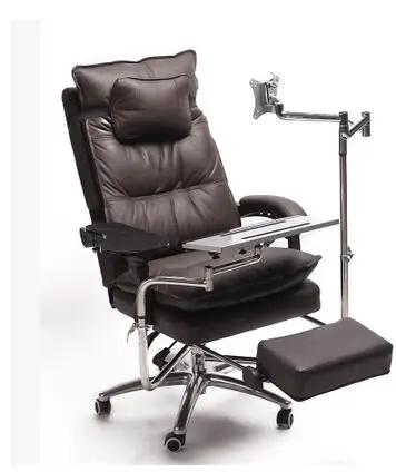 Real leather computer desk and chair. A single table can be reclined. E-sports chair..