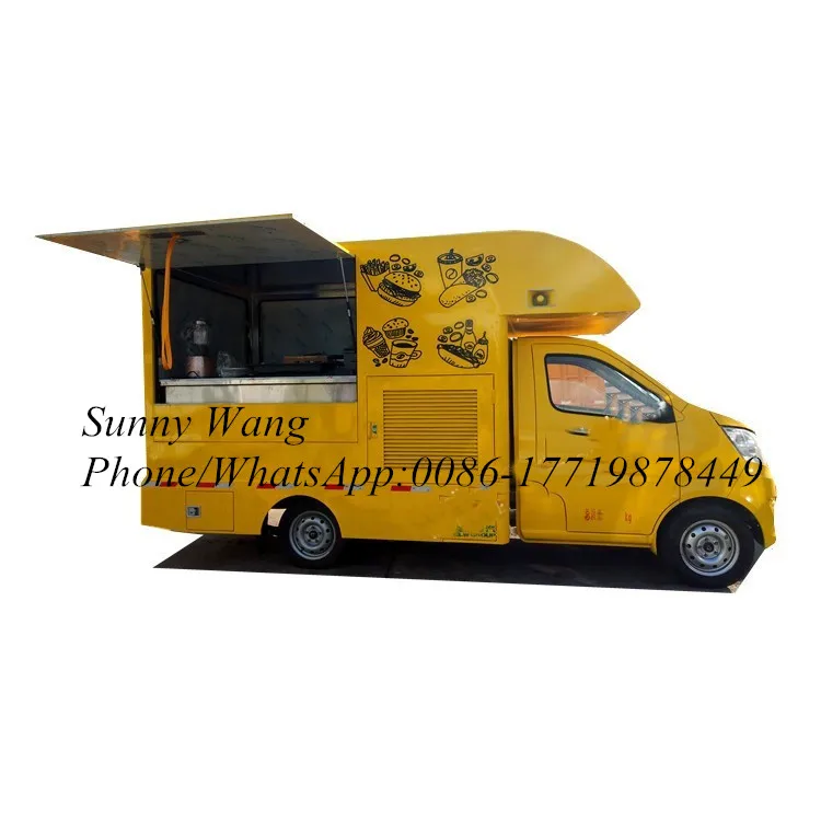 Unique  Approved Customized BBQ Food Truck Manufacture Hot Dog Snacks Ice Cream Cart