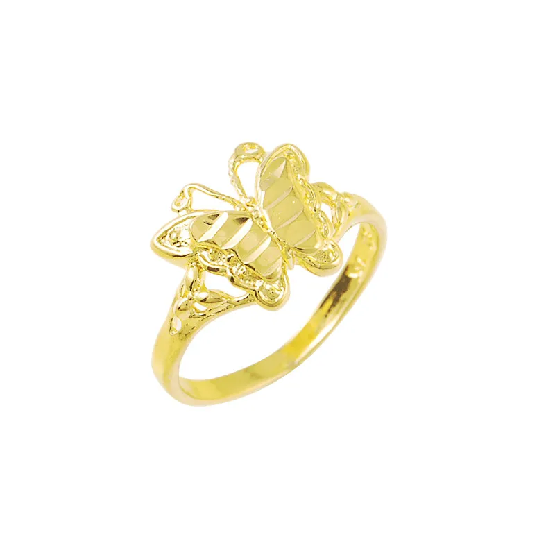Fashion Brand Jewelry Real 24K Gold Color Rings Butterfly Gold Filled Rings For Women Girl Party Jewelry R017