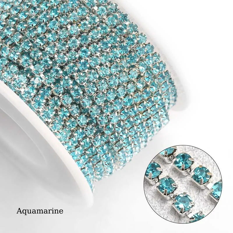 QIAO10yards/roll SS6 SS12 Veel Kleur Nieuwe Aanbiedingen Kristalglas Strass Ketting DIY Mode Accessoires Sluiten Strass Cup Keten - afbeelding 1