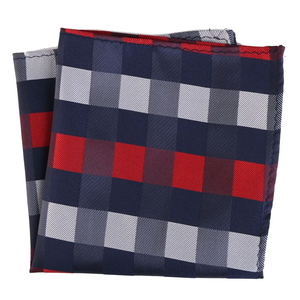 Luxury Men\'s Handkerchief Striped Checkered Plaid Woven Hankies Polyester Hanky Business Pocket Square Chest Towel 25*25CM