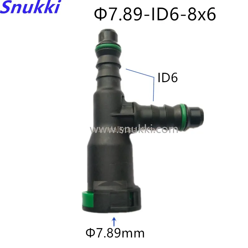 7.89mm ID6 Tee connector special for Chevrolet Captiva auto Fuel line quick connector black plastic fittings two pcs one lot