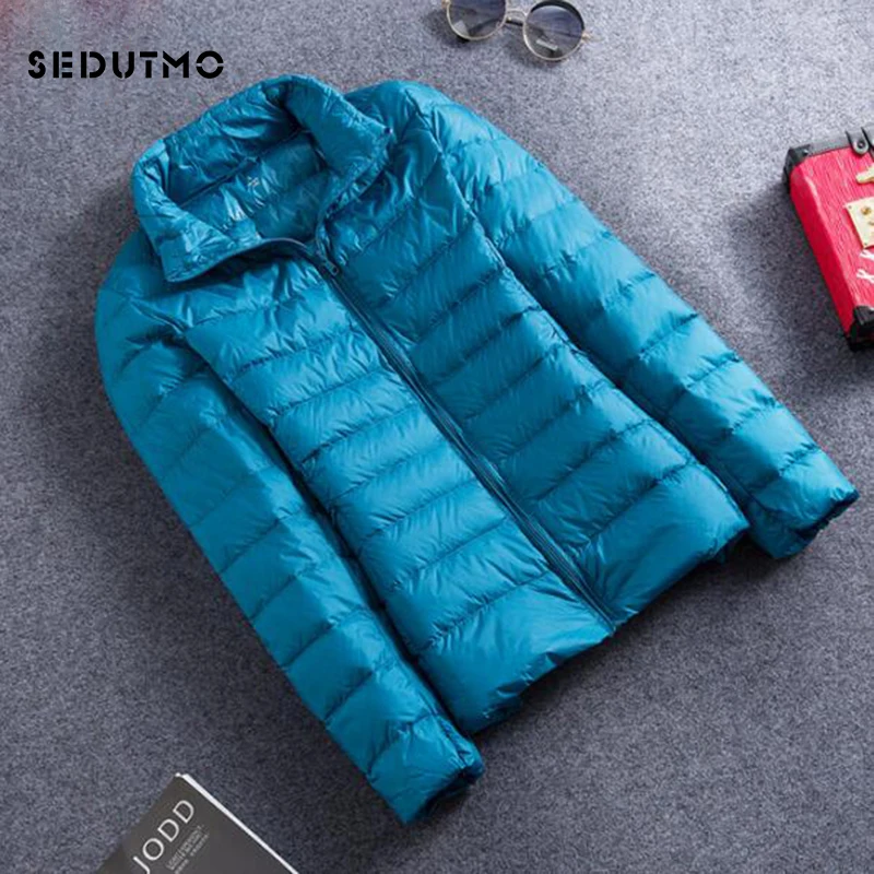 SEDUTMO ฤดูหนาว Ultra Light Down แจ็คเก็ตผู้หญิงสั้นเสื้ออบอุ่นบางฤดูใบไม้ผลิสีดำ Puffer แจ็คเก็ต ED419