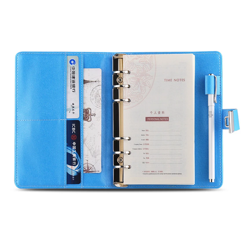 PU Password Lock Notebook Business Meeting Record Book Memo Journal Diary Notepad Student Stationery Office Supplies