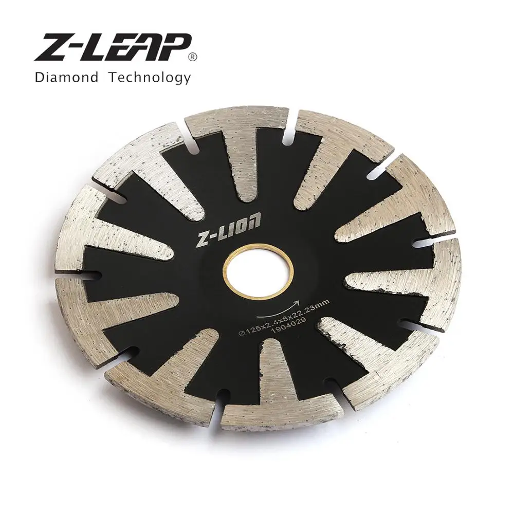 Z-LEAP 5 Inch Concave Curved Disc Diamond Saw Blade T-Segmented Turbo Rim Cutting Disc For Granite Marble Convex Diamond Tool