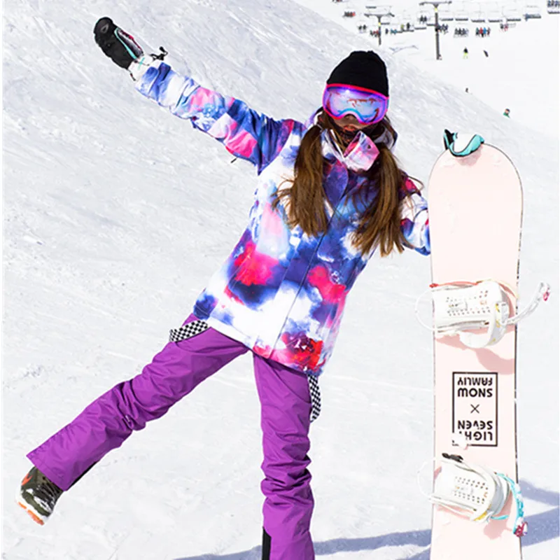 SIMAINING-traje de esquí para mujer, chaqueta de Snowboard y pantalones de esquí de montaña, impermeable, transpirable, abrigo cálido para