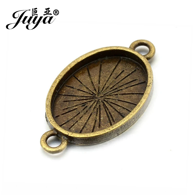 

JUYA Cabochon Base Setting 10pcs Suit 18x25mm Oval Cameo High Quality Connector for DIY Jewelry Findings Making Fittings AD0105