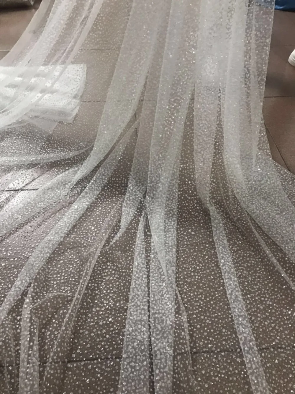 

Printed glued glitter net Lace Fabric J-1096 Glued Glitter tulle fabric for beautiful dress