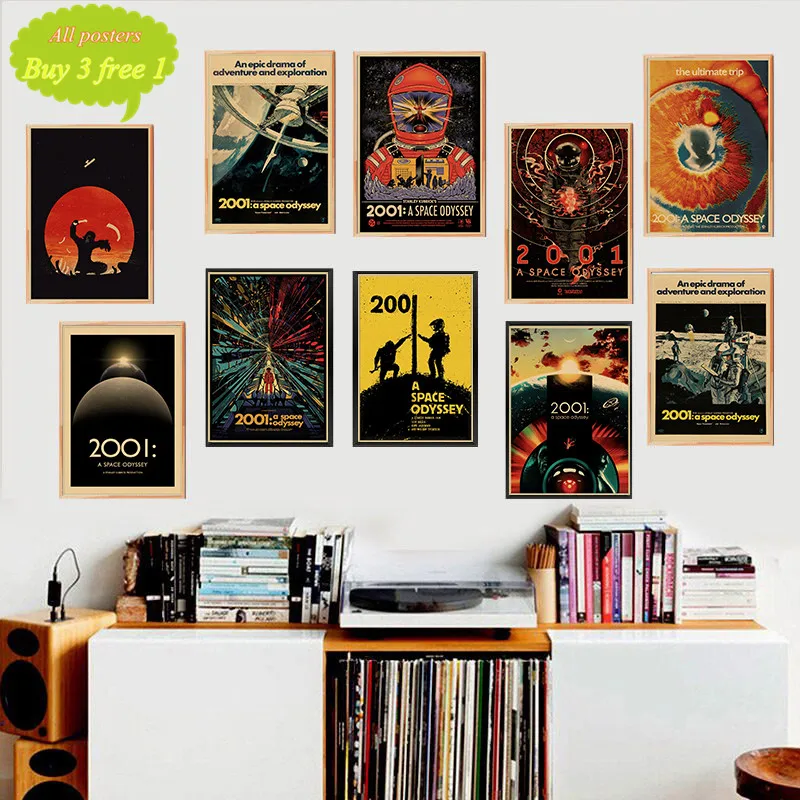 Classic Movie Poster wall decorative painting 2001 Space Odyssey  retro poster Wall Sticker Home Bar Posters Deco