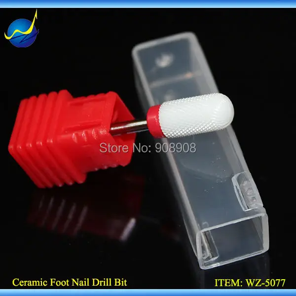 1pc New White Ceramic Nail Drill Bits Large Rounded Top 3/32