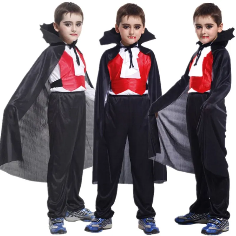 Ghost Devil Prince Vampire Costume Kids Boy Carnival Halloween Christmas Easter Masquerade Fancy Dress Children Cosplay Clothes