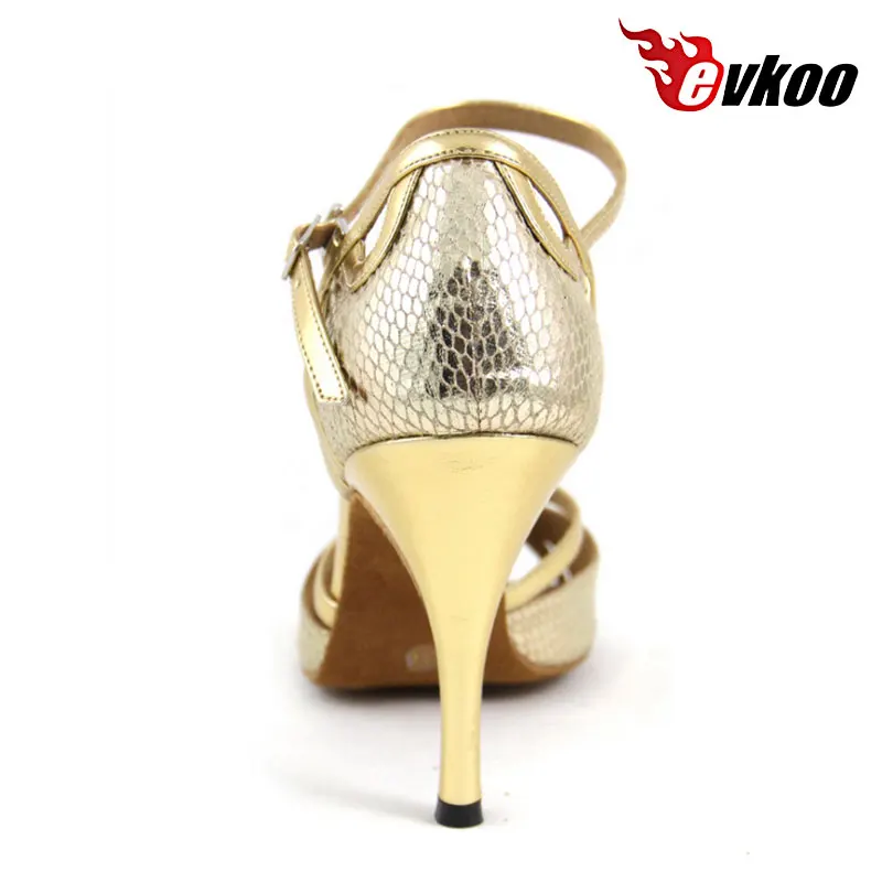 Evkoodance 2017 New Arrival Latin Dance Shoes Women 8.5 cm High Salsa Shoes Dance Red Gold PU OEM Women Party Club Dance Shoes