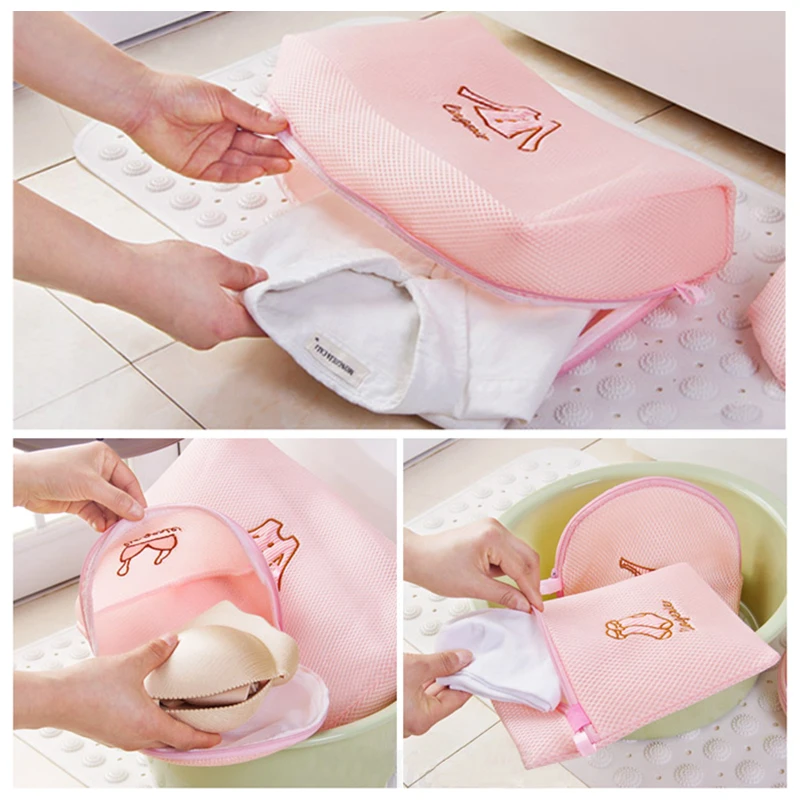 NEW Zippered Mesh Laundry Wash Bags Foldable Delicates Lingerie Bra Socks Underwear Washing Machine Clothes Protection Net 65576