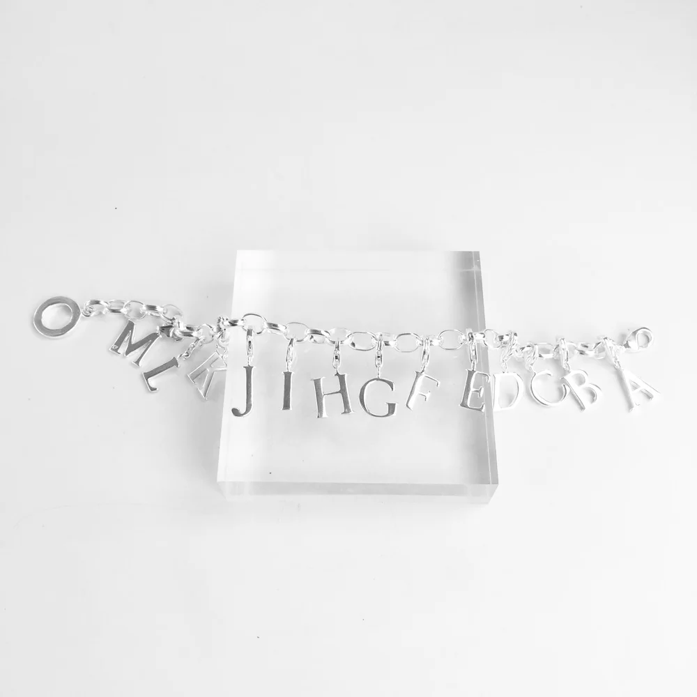 Alphabet Letters A to M Charm, 2018 Good Fashion Jewelry For Women Men,Trendy Gift In 925 Sterling Silver Fit Bag Bracelet--