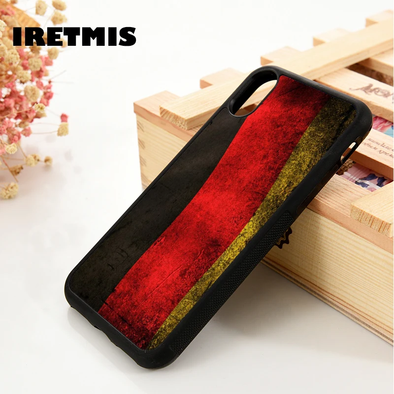 Iretmis 5 5S SE 6 6S Soft TPU Silicone  phone case cover for iPhone 7 8 plus X Xs 11 Pro Max XR DISTRESSED GERMAN FLAG