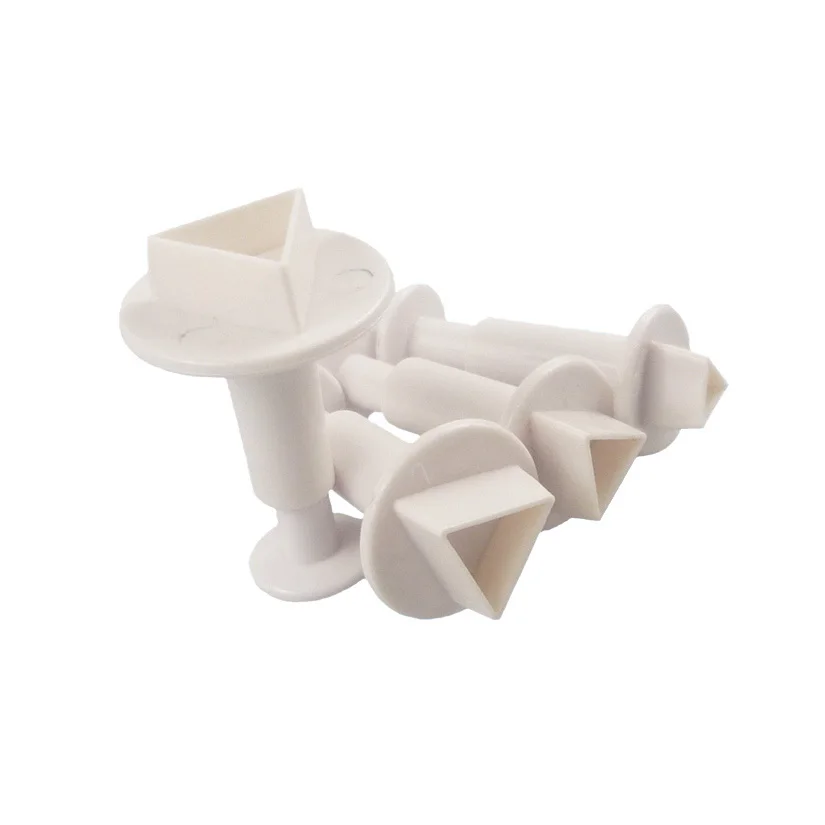 4 moules de décoration de gâteau Fondant en forme de Triangle, pâte de gomme, pâtisserie, sucre artisanal, outils de découpe