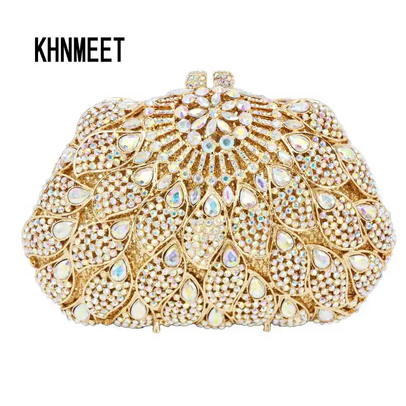 Golden AB crystal Clutches Luxury Diamond Evening Bag frauen festa Dinner Bag Glitter Diamante Ladies Party Purse pochette sc286