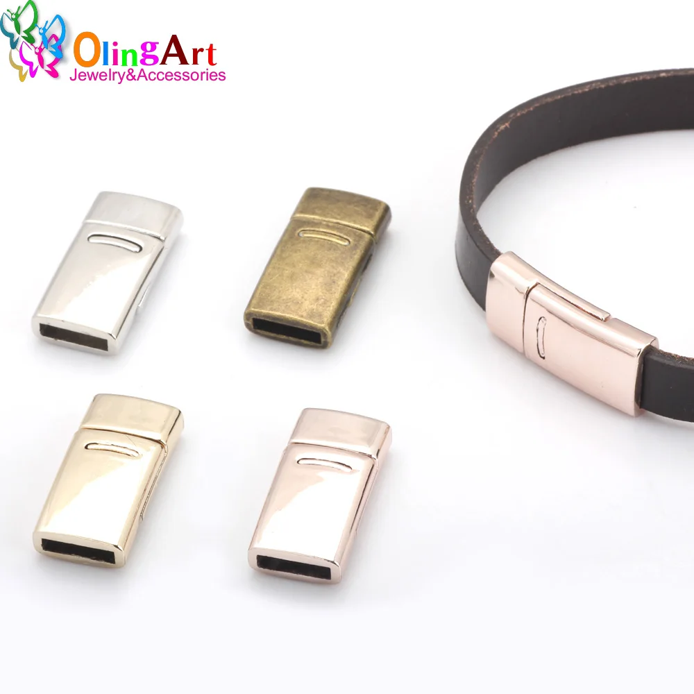 

OlingArt 27*13mm 2pcs/Lot Strong Magnetic Clasp Four Color Plated High Quality Jewelry Findings DIY Fit Leather Cord Bracelet