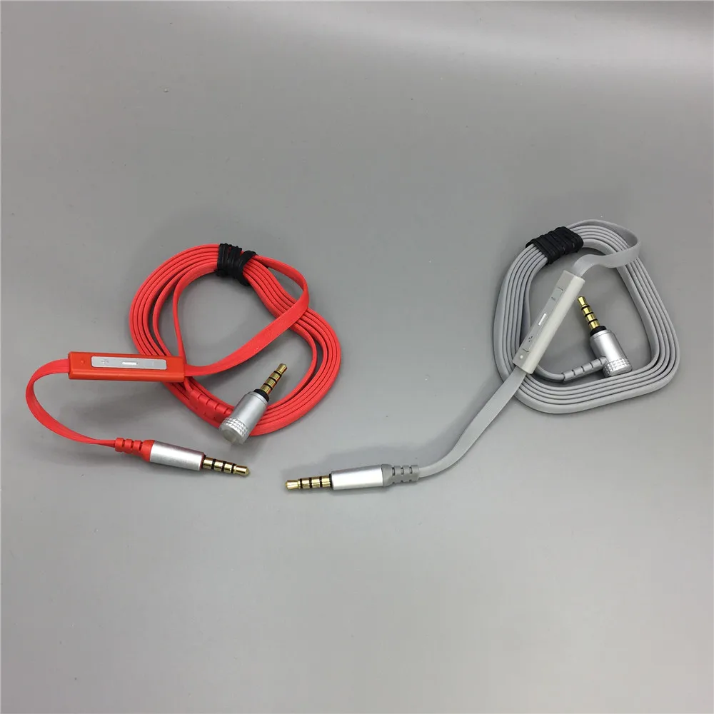 Male to Male 3.5mm Jack Audio Cable With Mic And Volume Change Function Flat AUX Cable Cord for Headphones