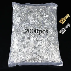 2000PCS 6.3mm 6.3 Crimp Terminal Male Female Spade Connector Crimping terminals Cold press terminal 2.8mm sheath 4.8 male