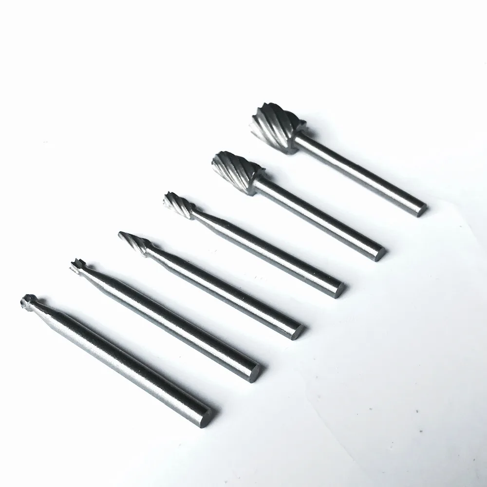 6pcs/set Hss Wood Carving Cutter Woodworking Rotary Burrs Carving Knife Carving Hollowing Grinder Fittings For Wood Plastic