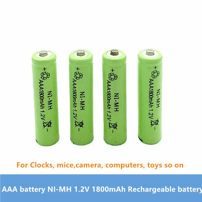 4PCS AAA battery 1800 mAh Rechargeable battery NI-MH 1.2 V AAA battery for Clocks, mice, camera,computers, toys so on Turmera