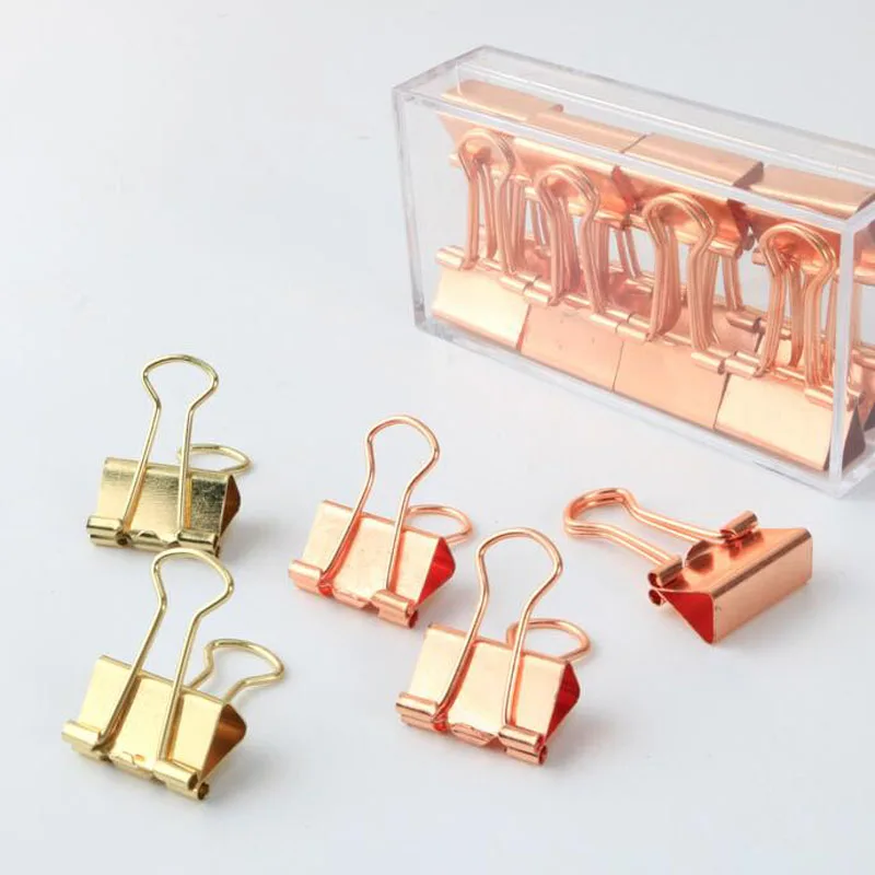 

19mm Solid Color Rose Gold Metal Binder Clips Notes Letter Paper Clip Home Office Storage Supplies ZA6807