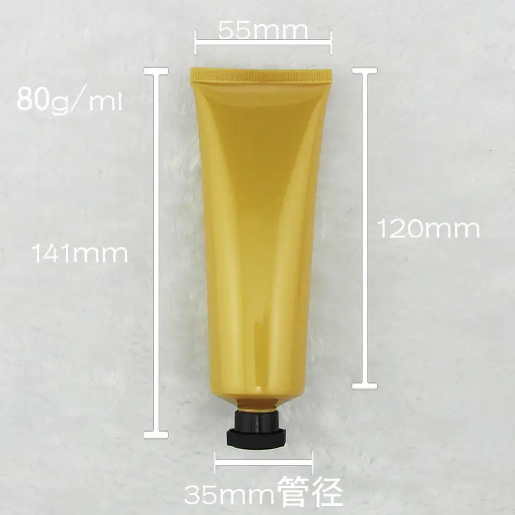 

50pcs wholesale 80 ML Sunscreen plastic soft creamTube,80G gold Cream Tube with black octagonal lid,8ml eye cream soft Tube