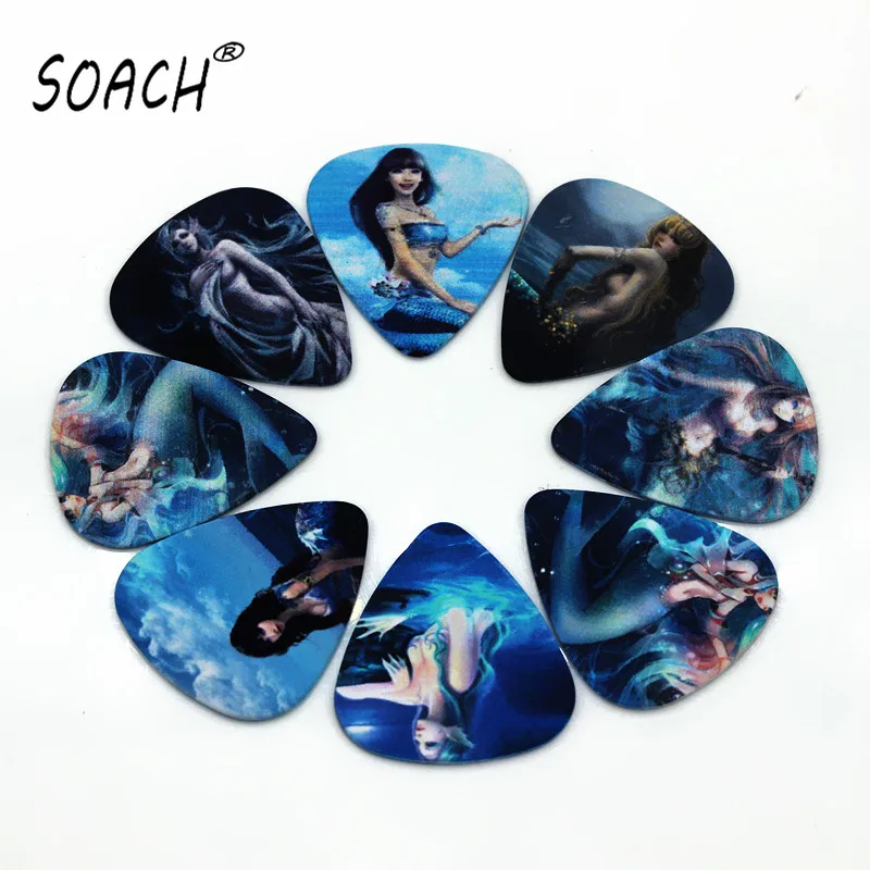 SOACH 50PCS 1.0mm Hot sale exquisite high quality two side earrings pick DIY design The little mermaid  pick guitar picks