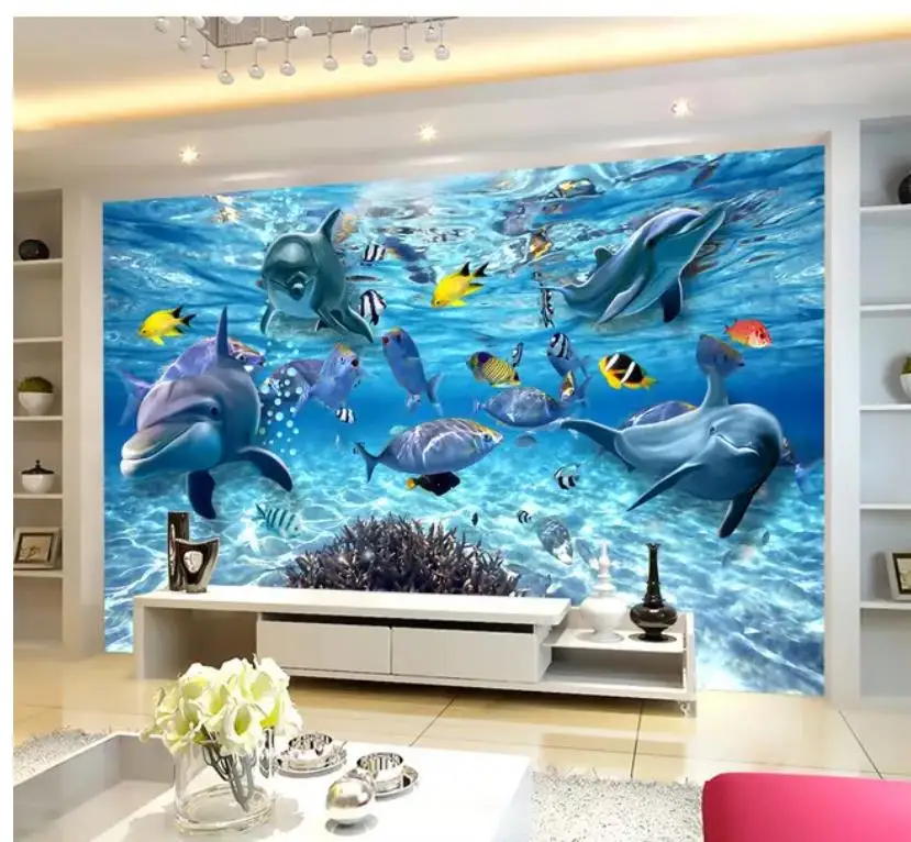 

Custom Any Size Mural Wallpaper Underwater world 3D Living Room Wallpaper 3D Painting TV background wall