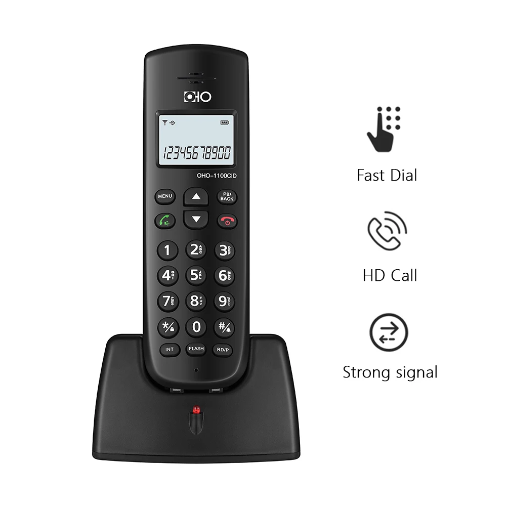 16 Languages Digital Cordless Fixed Telephone With Call ID Handsfree Alarm Mute LED Screen Wireless Phone For Home Hotel