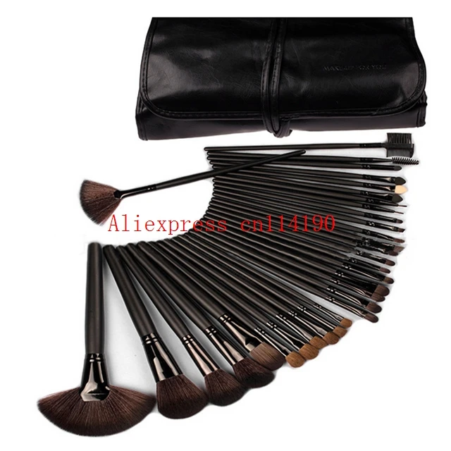 Popular 32pcs/set Makeup Brushes Professional Cosmetics Facial Kit Make up Brush Styling Tools Set Leather Case