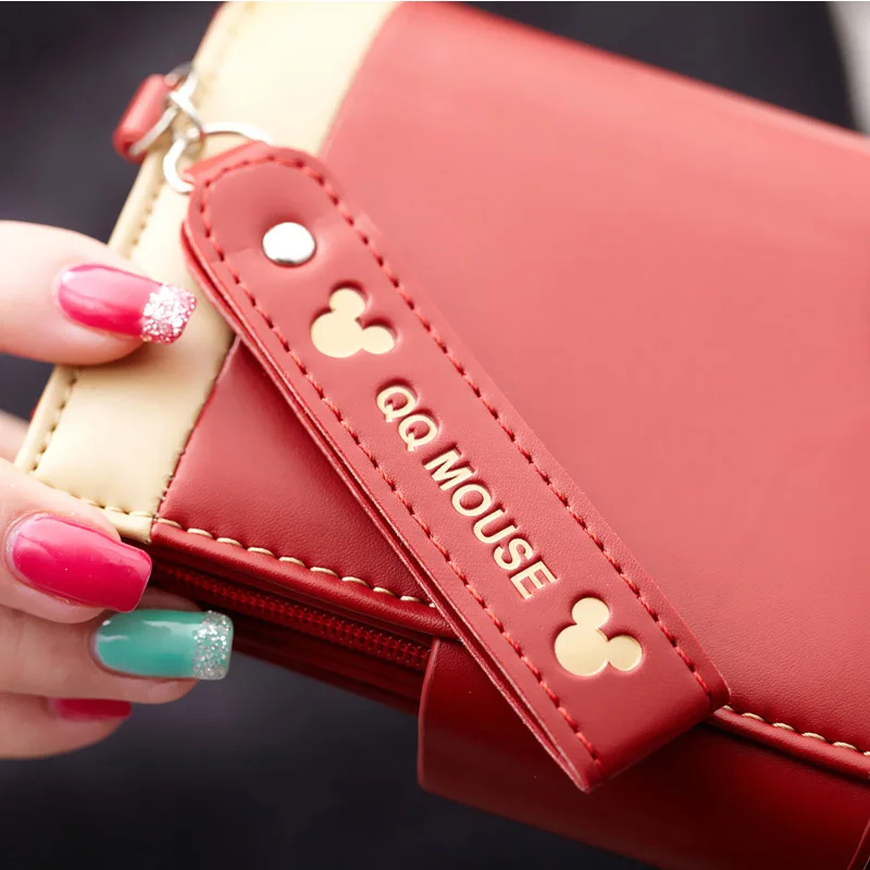 2018 PU Leather Women Wallet Mickey Design Wallet Fashion Hasp Zipper Coin Pocket Women Purse for Credit Cards carteras mujer