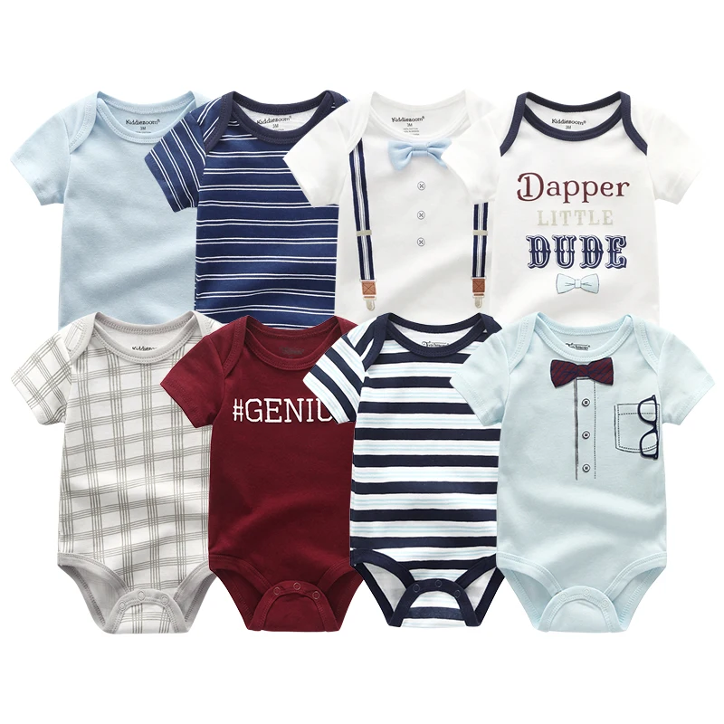 8PCS Newborn Baby Rompers Summer Short Sleeve 100%Cotton Girls Baby Boy Jumpsuit Roupas bebe Baby Clothes 0-12M O-Neck