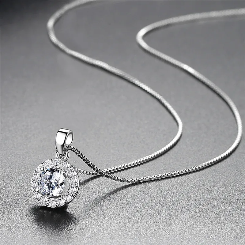 Luxury Design AAA Cubic Zirconia Necklace For Women Bridal Silver Color Rhinestone Crystal Wedding Necklaces Pendants Jewelry