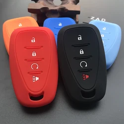 ZAD silicone rubber key fob cover case shell skin set hood holder for   Chevrolet Chevy Tracker 4 button remote keyless protect