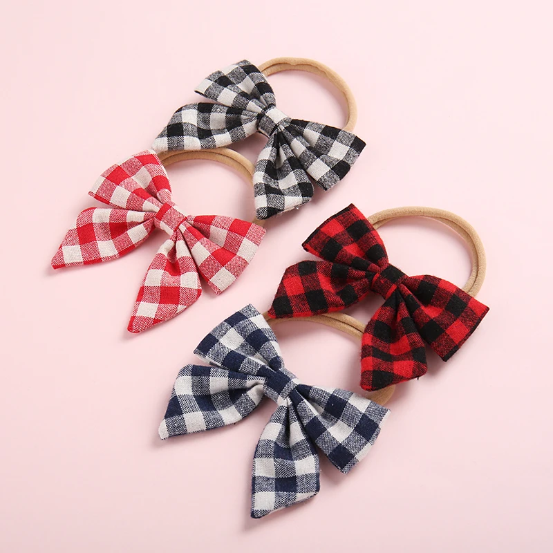 

1pcs/lot Cute Sailor Hair Bow Elastic Nylon Headband 2018 Hair Bands DIY Hair Accessories,Plaid Fabric Bow Nylon Headband,